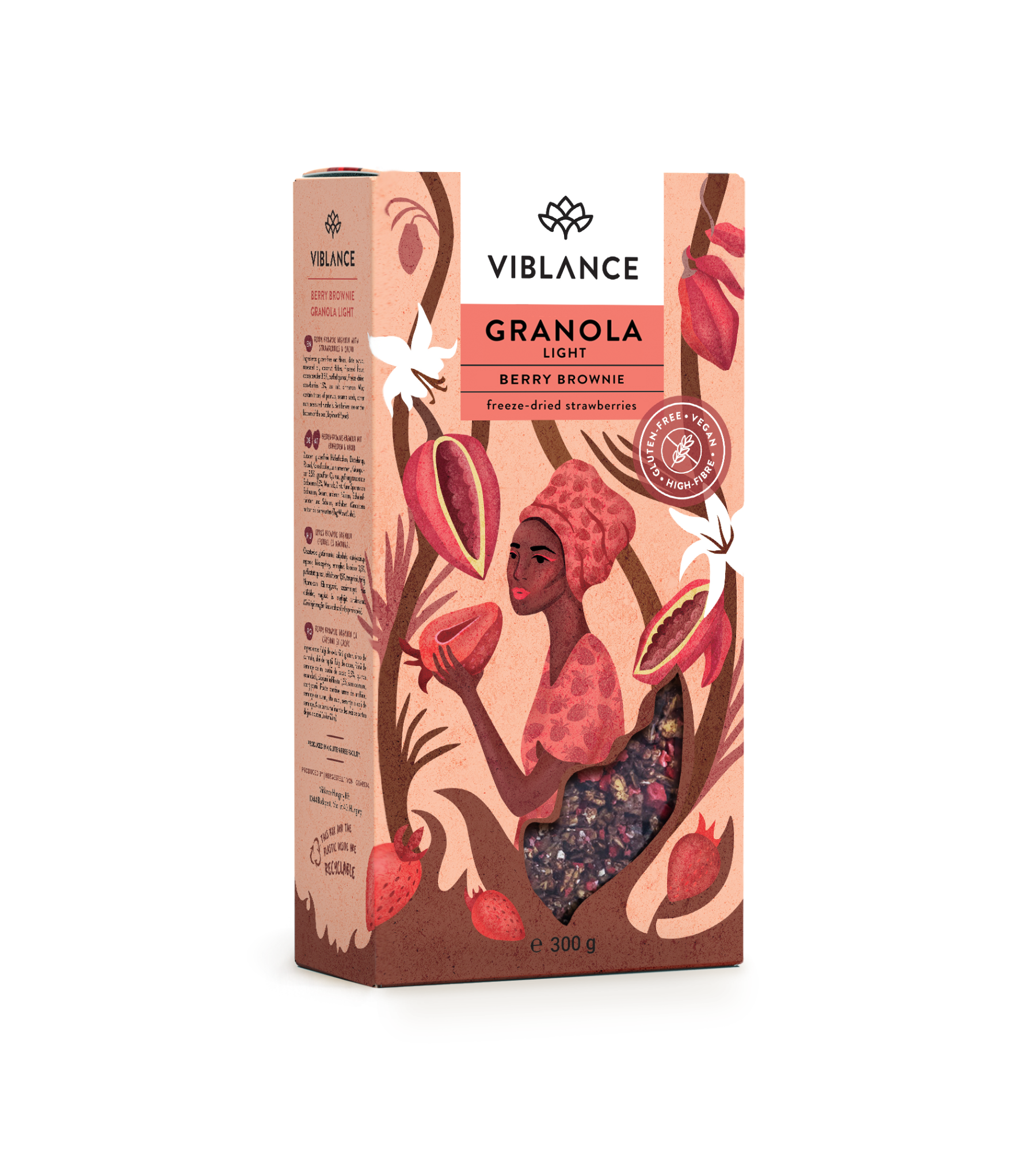 Viblance granola s príchuťou jahodového brownie a kakaa 300 g