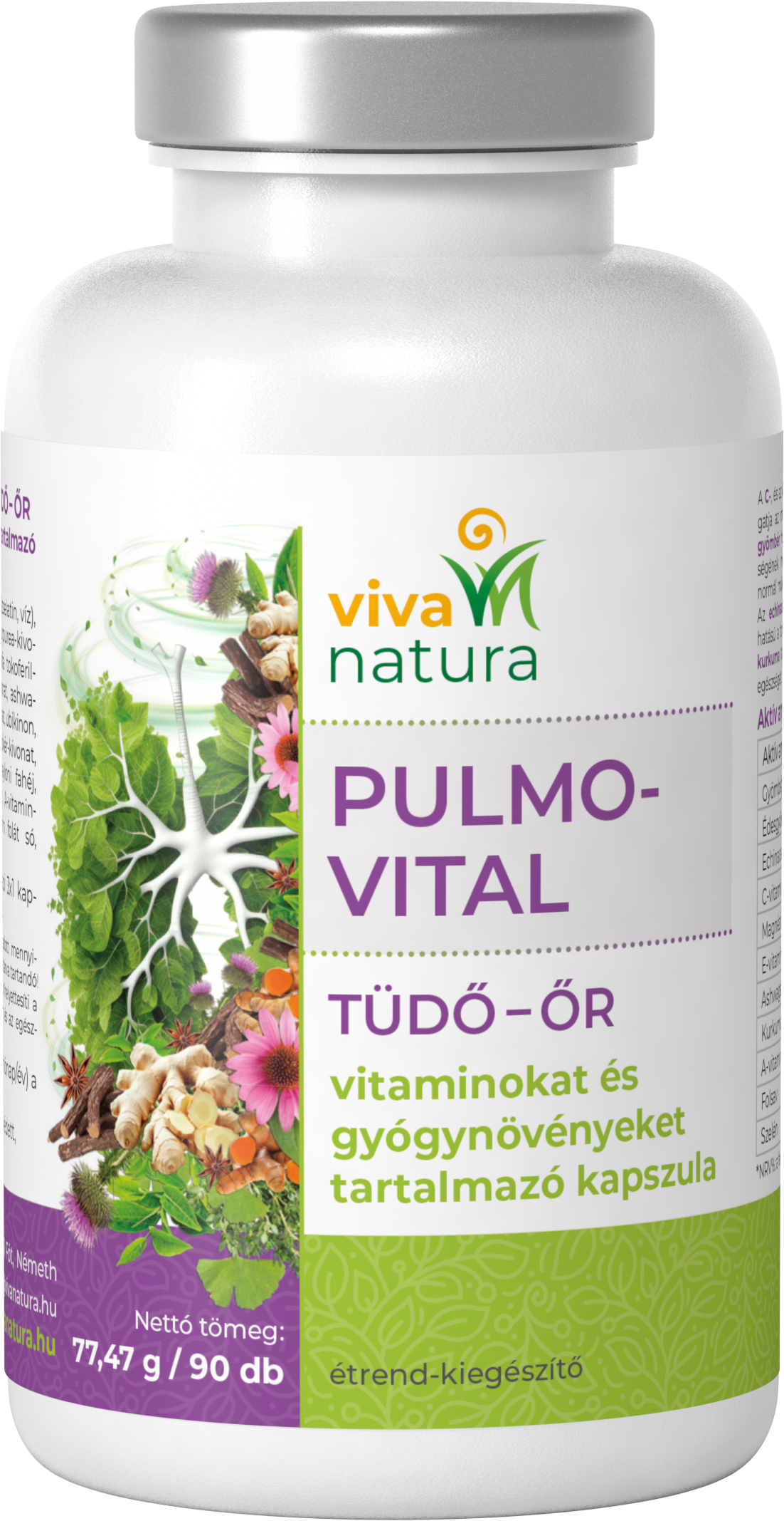 Viva natura pulmo-vital tüdő-őr és gyógynövényeket tartalmazó étrend-kiegészítő kapszula 90 db