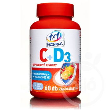 1x1 vitamin c-vitamin 500mg+d3+csipkebogyó rágótabletta narancs 60 db