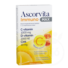 Ascorvita immuno max étrend-kiegészítő bevont tabletta c-, d-vitaminnal és cinkkel 30 db