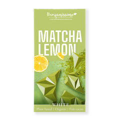 Benjamissimo bio vegán fehér csokoládé matcha tea és citrom hozzáadott cukor nélkül édesítőszerrel 60 g