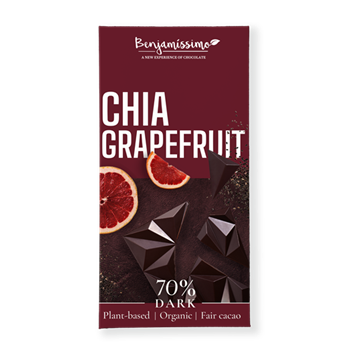 Benjamissimo bio vegán fekete csokoládé chia grapefruit 60 g