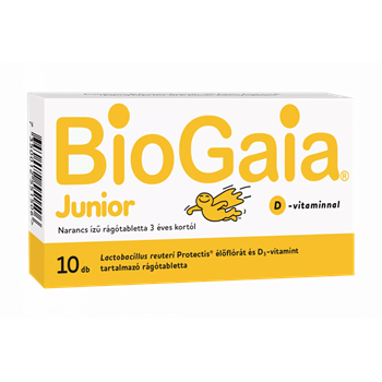 Biogaia junior rágótabletta d-vitaminnal narancs ízű 10 db