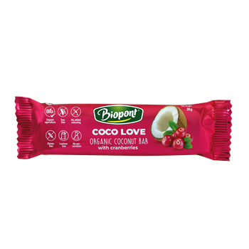 Biopont bio coco love vörösáfonyás kókuszos szelet 30 g