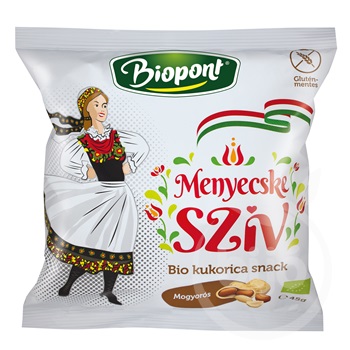 Biopont bio kukorica snack menyecske szív mogyorós ízesítéssel 45 g