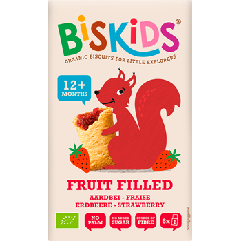 Biskids fruit filled biokeksz eperpürével töltve 120 g