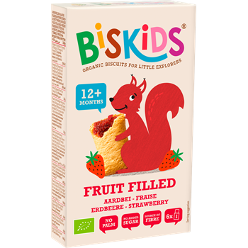Biskids fruit filled biokeksz eperpürével töltve 120 g