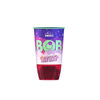 Bob bubble tea fekete teából készült üdítőital eper és málnalével, áfonyalevet tartalmazó italgyöngyökkel 360 ml