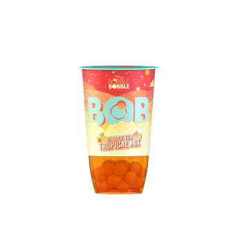 Bob bubble tea fekete teából készült üdítőital trópusi gyümölcslével, mangólevet tartalmazó italgyöngyökkel 360 ml