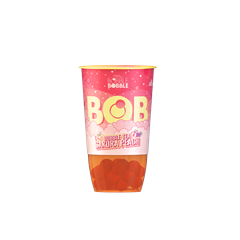 Bob bubble tea zöld teából készült üdítőital barack- és licsilével, szőlőlevet tartalmazó italgyöngyökkel 360 ml