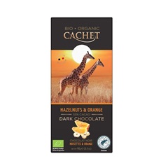 Cachet bio táblás étcsokoládé 55% narancs-mogyoró 90 g