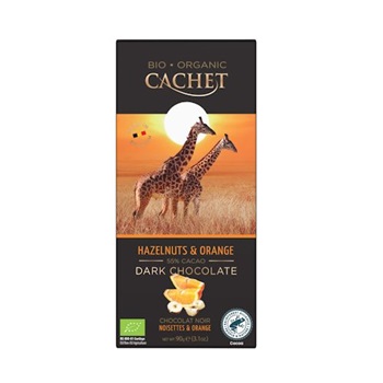Cachet bio táblás étcsokoládé 55% narancs-mogyoró 90 g