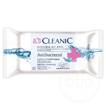 Cleanic antibakteriális nedvesített frissítő törlőkendő 15 db