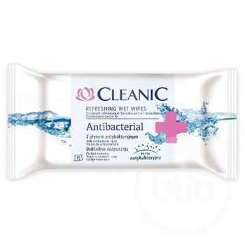 Cleanic antibakteriális nedvesített frissítő törlőkendő 15 db