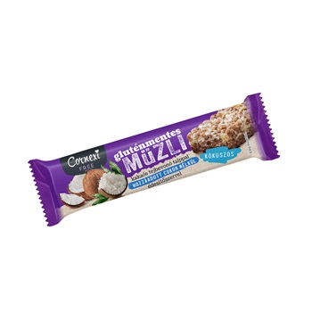 Cornexi gluténmentes müzliszelet hcn kókuszos ízű, kakaós tejbevonó talppal 25 g