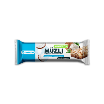 Cornexi gluténmentes müzliszelet hcn kókuszos ízű, kakaós tejbevonó talppal 25 g
