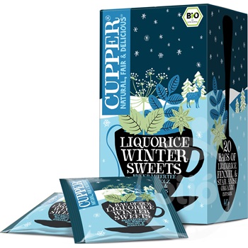 Cupper bio liquorice winter sweets téli édes ébredés tea xmas limited edition 40 g