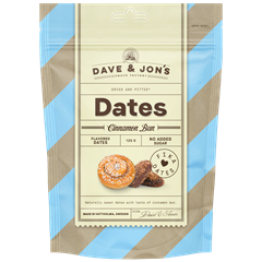 Dave & Jon`s dates cinnamon bun mag nélküli ízesített datolya fahéjas csiga ízben, hozzáadott cukor nélkül 125 g