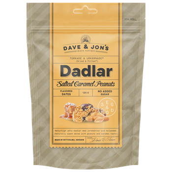 Dave & Jon`s dates salted caramel peanut mag nélküli ízesített datolya sós karamell ízben, hozzáadott cukor nélkül 125 g