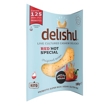 Delishu vegán, kesudióból készült  friss sajt jellegű készítmény chilipaprikával 100 g