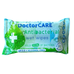 Doctor Care antibakteriális nedves törlőkendő plusz 100% biodegradable 15 db