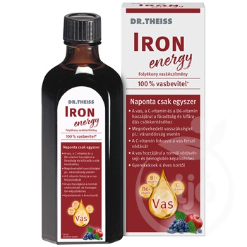Dr.Theiss iron energy folyékony étrend-kiegészítő vassal és vitaminokkal, édesítőszerrel 250 ml