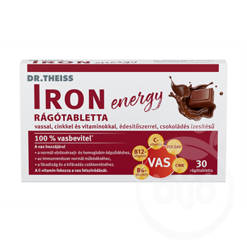 Dr.Theiss iron energy rágótabletta vassal, cinkkel és vitaminokkal csokoládé ízben 30 db