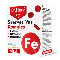 Dr.herz szerves vas komplex+c-vitamin+szerves cink+folát kapszula 60 db