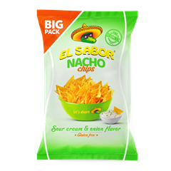 El sabor big nacho chips gluténmentes hagymás tejfölös 180 g
