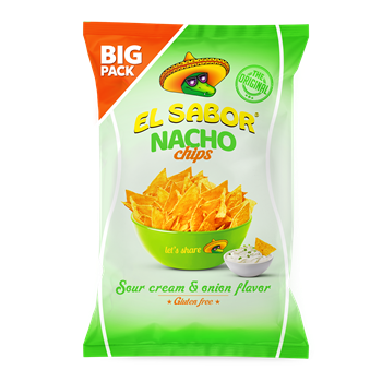 El sabor big nacho chips gluténmentes hagymás tejfölös 180 g