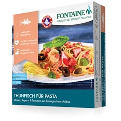 Fontaine tonhal tésztaszósz bio olajbogyóval, kapribogyóval, paradicsommal 190 g