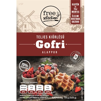 Free selection teljes kiőrlésű gofri alappor 3x50g 150 g