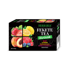 Herbária fekete tea mix fekete tea, erdei gyümölcs, barack, citrom, eper variáció 20x1,5g 30 g