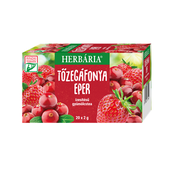 Herbária tőzegáfonya eper ízesítésű gyümölcstea 20x2g 40 g