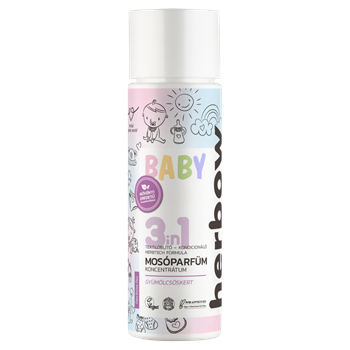Herbow bambino 3in1 öblítő és kondicionáló mosóparfüm koncentrátum gyümölcsös kert málna illattal 200 ml