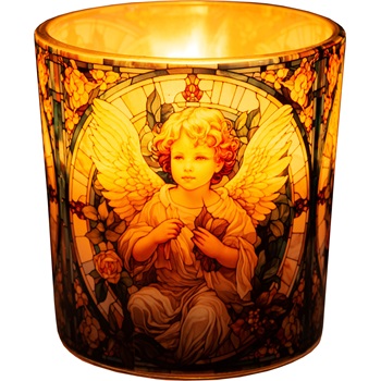 Illatmécses üvegpohárban róma mozaikos angyal 1db