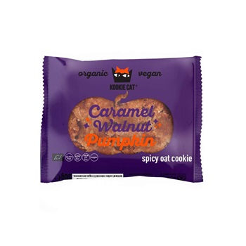 Kookie Cat bio vegán gluténmentes zabkeksz sütőtök-karamellizált dió 50 g