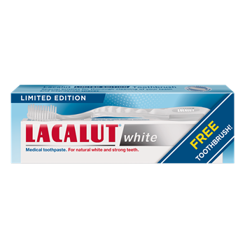 Lacalut white fehérítő hatású fogkrém + lacalut limited edition fogkefe 75 ml