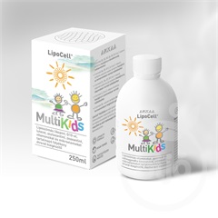 Lipocell multikids folyékony étrend-kiegészítő őszibarack ízesítéssel 250 ml