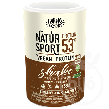 Living Foods bio natúr sport vegán protein shake narancsos-csokoládé 600 g