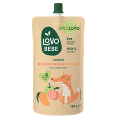Lovo Bebe gyümölcspüré 6 hónapos kortól alma-őszibarack-mangó 120 g