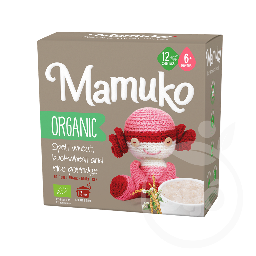 Mamuko bio tönkölybúza, hajdina, rizs keverék zabkása 6 hónapos kortól