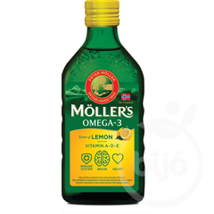 Möllers omega-3 halolaj étrend-kiegészítő a, d és e-vitaminnal, citrom ízesítéssel 250 ml