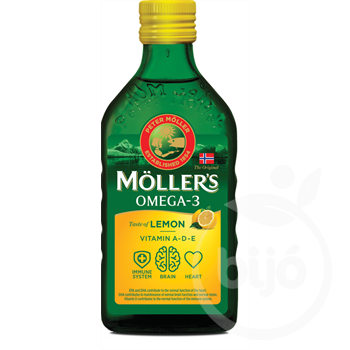 Möllers omega-3 halolaj étrend-kiegészítő a, d és e-vitaminnal, citrom ízesítéssel 250 ml