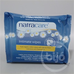 Natracare bio női intim törlőkendő 12 db
