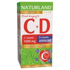 Naturland 1000mg c-vitamin+4000ne d-vitamin tabletta 40 db