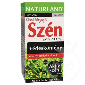 Naturland aktív szénkapszula 200 mg + édeskömény 30x 30 db