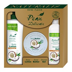 Naturalis ajándékcsomag  testápoló + testvaj + tusfürdő kókuszolajjal 1 db