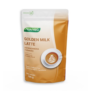 Nutriqa bio koffeinmentes vegán ashwaganda-kurkuma latte 125 g