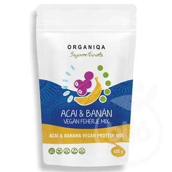 Organiqa bio acai-banán vegán fehérje 400 g